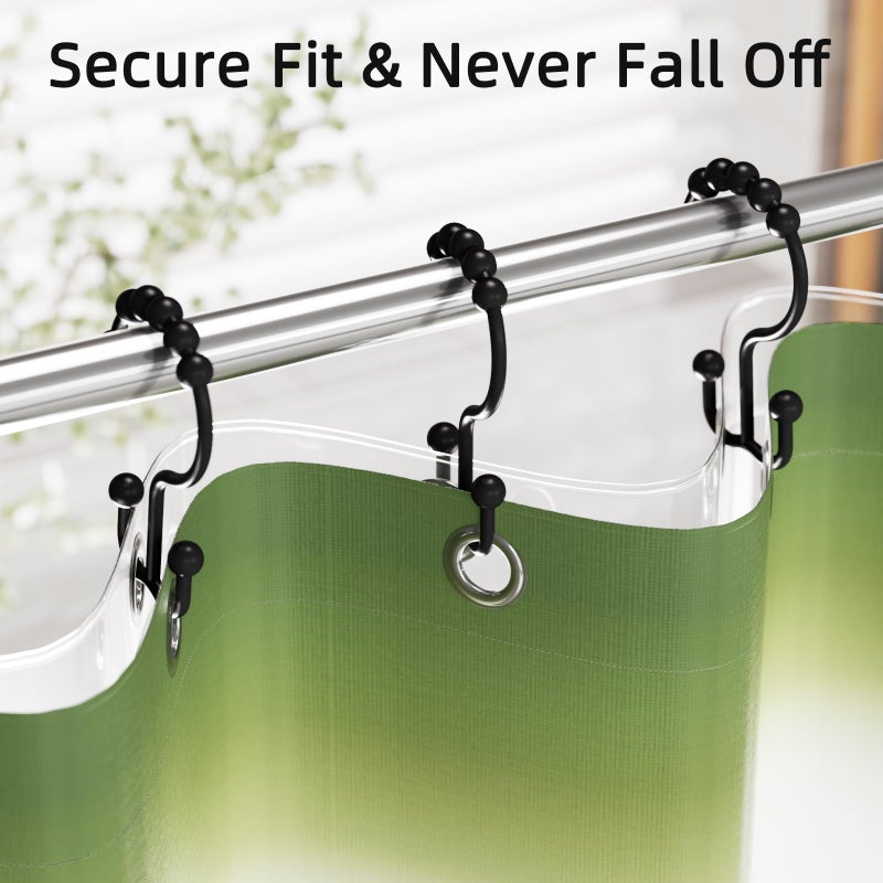 Amazer Shower Curtain Rings, Rust-Resistant Metal Double Shower Hooks for Curtain Rolling Shower Curtain Hooks Rings Shower Rings for Bathroom Shower Curtain Rod, Matte Black, Set of 12 Rings - Image 3